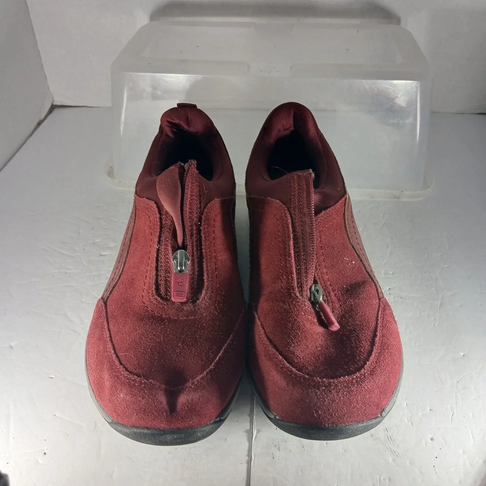 Easy Spirit Secave Walking Shoes 9.5 Burgundy Suede Zip Comfort Sneaker